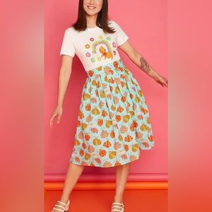 NWT MODCLOTH X MARISOL MURO MY PLAYFUL WAYS SWING SKIRT SIZE 14